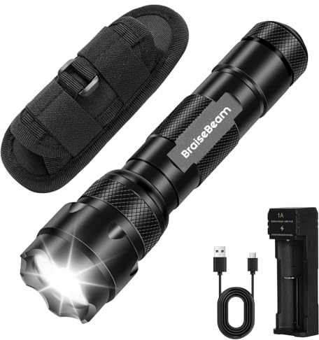 BraiseBeam DP2-W taktische Taschenlampe mit Holster, 1000 hohe Lumen Polizei-Taschenlampe mit Gürtelhalter, LED Law Enforcement Taschenlampe mit Holster für Duty Belt