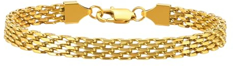 Beydodo damarmband rostfritt stål guld silver 17–21 cm, armband amuletter 6 mm tyg vänskapsarmband armband kvinnor personlig, 6mmx19cm, Icke-ädelmetall, Ingen ädelsten
