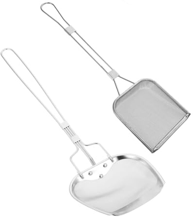 FUNOMOCYA 2 piezas Espumadera Inoxidable con Mango Colador de Cocina para Filtrar Aceite y Residuos para Freír Pollo y Papas Fritas