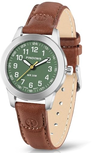 PINIDOUS Damen Uhren für Damen Quarz Analoguhren Mini Armbanduhr Gut Lesbares Zifferblatt Wasserdicht Edelstahlgehäuse Lederarmband Klassische Mode Einfache,Lässige,Elegante Uhren