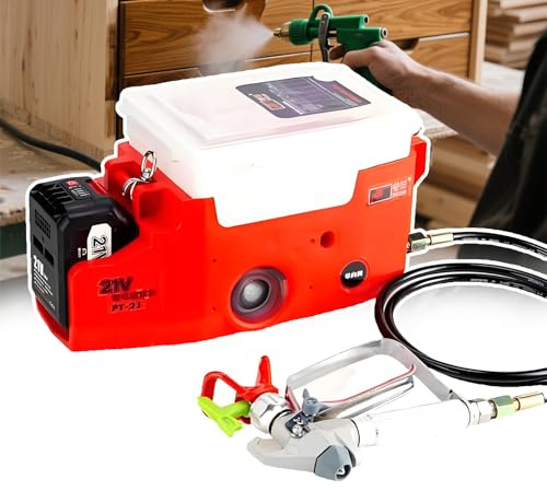 forplubossmmp Airless Portable, Pistolet À Peinture Dos 1,7 L, Haute Pression 2200 Psi Murs Intérieurs/Clôtures Extérieures, Pistolet À Peinture Mural Pression 15 Mpa sans Fil 6 Vitesses Red