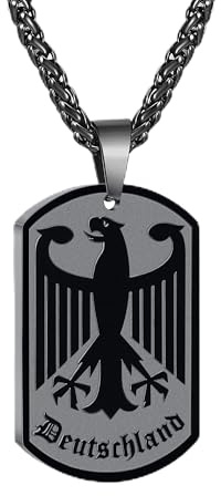 Halora Deutschland Kette Adler Herren, Edelstahl Bundesadler Halskette Männer Schmuck Geschenke für Männer Teenager Jungs Bruder, 60CM