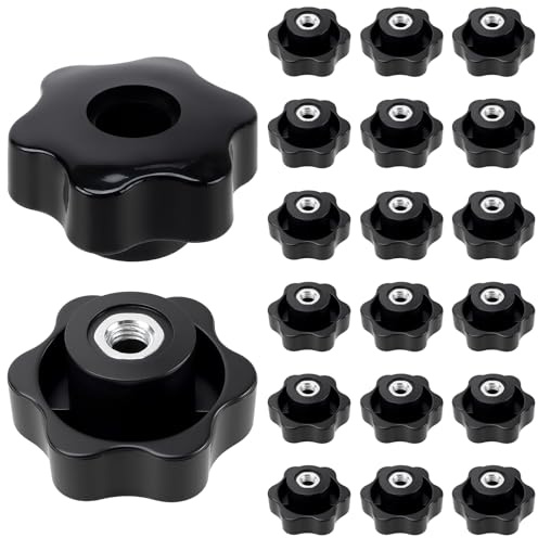 CHUENKUK 20 Stück Sterngriffmutter M8, 48 x 26,5mm Rändelschraube, Schwarz Sterngriffschraube M8 für Werkzeugmaschinen, Montagearbeiten