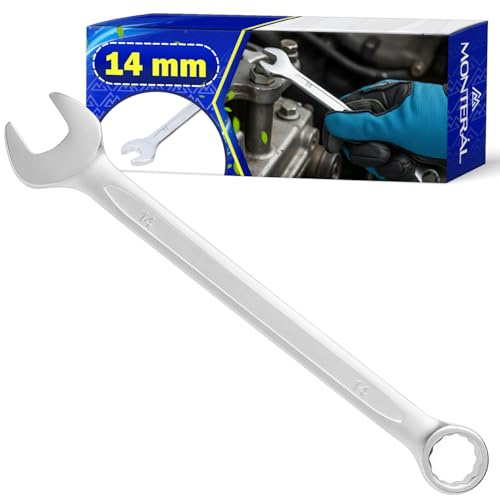 MONTERAL Llave Combinada 14 mm - Llave Fija Fabricada en Acero al Cromo-Vanadio CrV