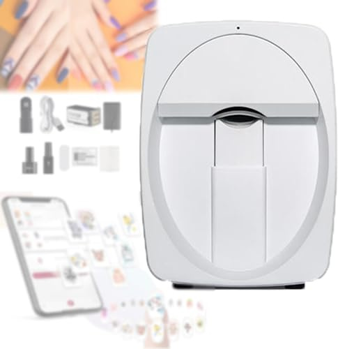 GCLCPAEN Digitaler Mobiler Nagelkunstdrucker, Riesige Musterbibliothek, WLAN- Und DIY-Kompatibel, Schneller Druck, Druckt 450 Nägel, Mit Tintenpatrone, Phototherapielampe, Für Nagelkunstbegeisterte