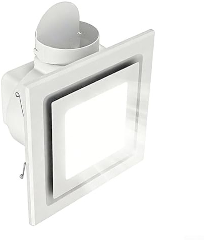 Extractor para baño silencioso con luz LED integrada, funcionamiento ultrasilencioso de 0,9 sones, potente eliminación de vapor y humedad para baños (20 cm)