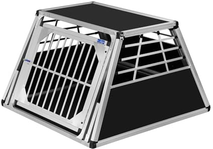 ALPUNA Transportbox N112 – Aluminium Einzelbox für Hunde 99×93×62 cm, Auto Hundebox mit Notausstieg, sicherer Hundetransport im Kofferraum mit Stoßstangenschutz