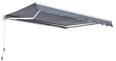 Outsunny Gelenkarmmarkise Verstellbare Klemmmarkise Terrassenmarkise 3,95 x 3m Sonnenschutz mit Kurbel, Balkonmarkise, Grau