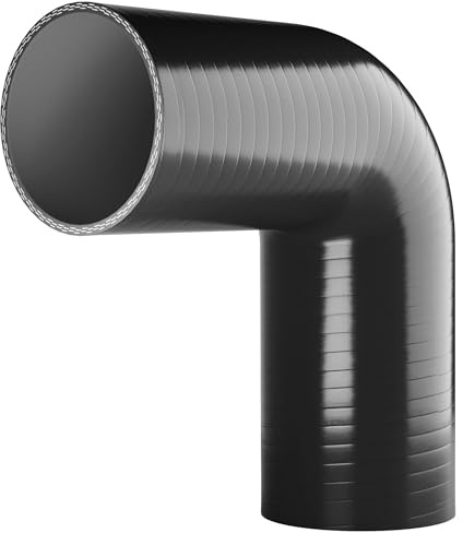 90 degree Silicone Turbo and Coolant Reinforced Hose Elbow ID: 80mm - Black