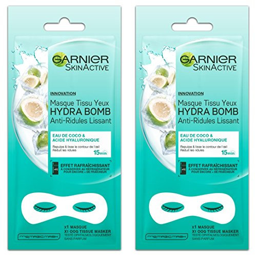 Garnier Skinactive Masque Tissu Yeux Hydrabomb Anti-Ridules Lissant 6 g - Lot de 2