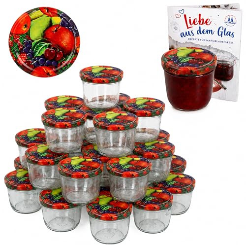 MamboCat 100er 230 ml Sturzglas-Set | Einmachgläser + Twist-Off-Deckel Obst + GRATIS Rezeptheft | einkochen & konservieren | backofengeeignet