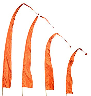 Bali Fahne 3m Mit Stange | Komplett-Set Dunkelorange | Wetterfeste Gartenfahne | Umbul Umbul Windfahne | Satin Flagge | Terrassen & Balkondekoration