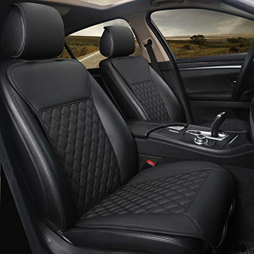 Black Panther 1 Pair Luxury Car Seat Covers Protectors, Universal Anti-Slip Driver Seat Cover with Partial Backrest Coverage (Middle Part Only), Diamond Pattern, Compatible with 95% Cars (Black)