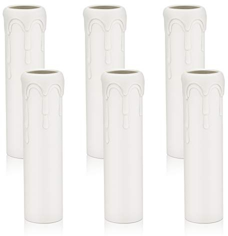 DiCUNO E14 Kerzenhülse 25x100mm, 6er Pack | Weiße Kunststoff-Fassunghülse für Kronleuchter, LED-Kerzenlampen, Wandleuchten & Hängelampen, Lampenzubehör
