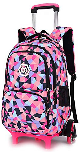 IvyH Kinder Rucksack mit Rollen, Schulranzen Trolley Schultasche Multifunktions Trolley Schulrucksack für Teenager Jungen Mädchen, Schwarz
