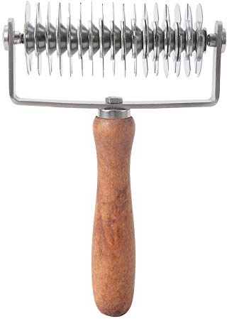 Gitter Teigschneider, Gitterroller Teig Edelstahl, Nudelschneider, Pizza Gitter Roller, Gitterroller mit Holzgriff zum Schneiden von Teig, Pizzaboden, Backen