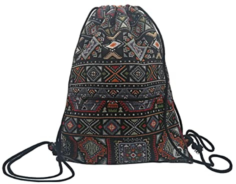Plan B, Mochila de Cuerdas, 40 x 30 cm, Con Forro, 1 Bolsillo Exterior con Cremallera, Multicolor, Unisex, de Tela (Tierra)