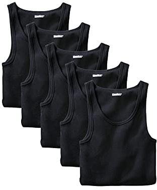 KingSize Men's Big & Tall 5-Pack Ribbed Cotton Tank Undershirt - L, Black