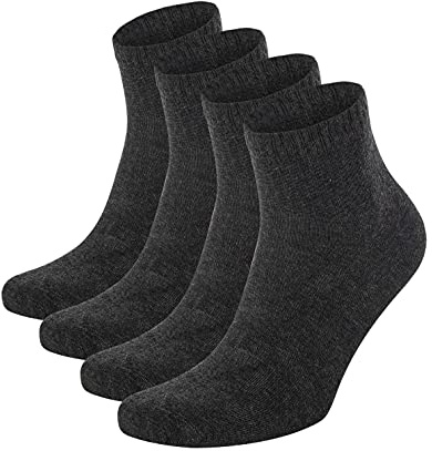 Salt & vinäger män & kvinnor bambu diabetiker ankelstrumpor, 4-pack, lös passform, bred, stretchig, sömlös tå, UK storlek 4-7 och 7-11, Mörkgrå melange, 37-40.5 EU