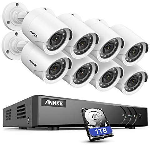 ANNKE 8CH 3K Lite AI DVR With Human & Vehicle Detection, 8 Channel CCTV Security Camera System, 8x 1080p Surveillance Cams wih Color Night Vision, IP67, 1 TB Hard Drive for 24/7 Continuous Recording