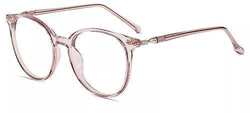 Firmoo Blaulichtfilter Brille ohne Sehstärke für Damen Herren, Anti Blaulicht UV Schutzbrille, TR Vollrandbrille gegen Augenbelastung Entspiegelte Nerdbrille (Rosa Klar)