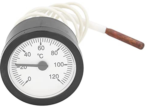 Fewb Bi Metall Temperaturanzeige, 0-120℃ Thermometer, Rundes Gas Dampfthermometer mit Verlängerungskabel für Warmwasser, Boiler und Rohre, Taschengrilltemperatur für Inkubatoren