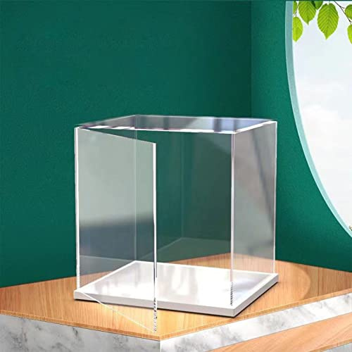 Aufklappbare Vitrine aus Durchsichtigem Acryl Zum Zusammenbauen der Thekenbox Mit Weißem Boden für Display-Durchsichtige Vitrine, Staubdichte Vitrine für Actionfiguren, Spielzeug (15x10x10CM)