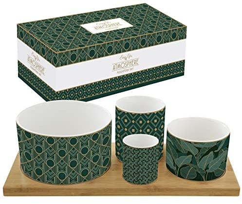 Set Aperitif 4 COUPELLES en Porcelaine sur Plateau Bambou Charleston