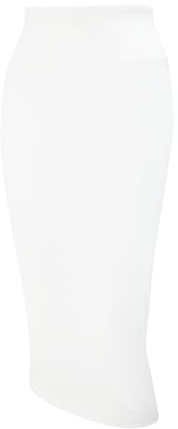 Tapata Falda lápiz para Mujer, Falda Midi Corta Cintura Alta, Falda Negocios Elástica Que Abraza la Figura, hasta la Rodilla, Blanco, X-Large