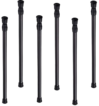 6 Pezzi Asta per Tenda,Asta di Tensione Telescopica a Molla,Bastone per Tenda Regolabile per Armadio,Cucina, Armadio,Libreria (40-70cm, Nero)