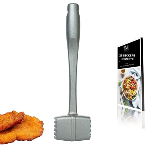 Thiru Premium Attendrisseur à Viande - Marteau à Viande pour escalopes, côtelettes, Steaks - Tête de Marteau avec Deux Surfaces de Frappe - ménage la Viande - Made in Germany