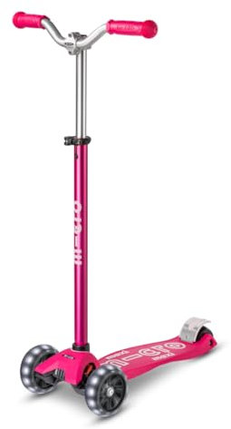 Maxi micro™ Deluxe Pro LED | Das ORIGINAL | Kinder Roller ab 5 Jahren | Premium Kinderroller von 5-7 Jahre | Lenker höhenverstellbar | Kickboard Scooter | 5 6 7 Jahre (Pink)