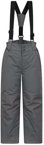 Mountain Warehouse Raptor Skihose für Kinder - Taschen, schneedichte Hose, abnehmbare Träger & Reißverschluss am Knöchel, Verstärkte Knie Winter - Jungen und Mädchen Mittelgrau 9-10 Jahre
