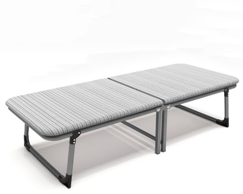 Gästebett Klappbar Mit Matratze, Schlafsessel Reisebett Erwachsene Stabiler Metallbett Campingbett Einzelbett, Liegestuhl Für Schlafzimmer, Maximale Belastung 150KG ( Color : Gray , Size : 190x80cm )