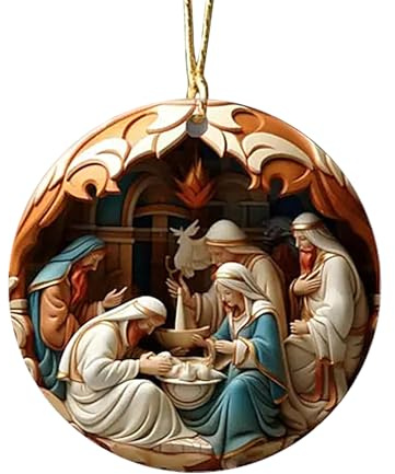 Ghirting Krippe Schmuck Anhänger Christbaumschmuck, Miniatur Krippenfiguren Figuren Krippe Anhänger Acryl Krippe Geschenk Klein Anhänger Weihnachtsbaumschmuck, Weihnachten Jesus Anhänger
