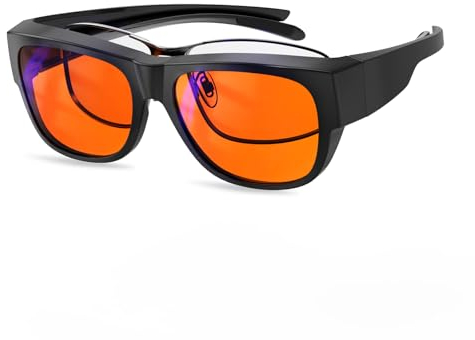 Goiteia 100% naranja, gafas para juegos con filtro de luz azul, con tinte ámbar, para dormir mejor, para fatiga visual y sensibilidad a la luz, ultraligeras