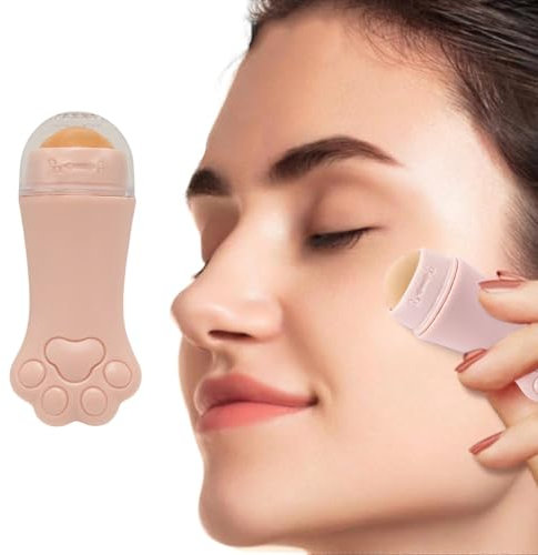 KSJEHW 2 Pezzi Rullo Opacizzante Viso, Oil Absorbing Face Roller Volcanic Roller Riutilizzabile Rimuovere Facilmente L'olio, Rassodare la Pelle e Alleviare L'edema Bianca(rosa)