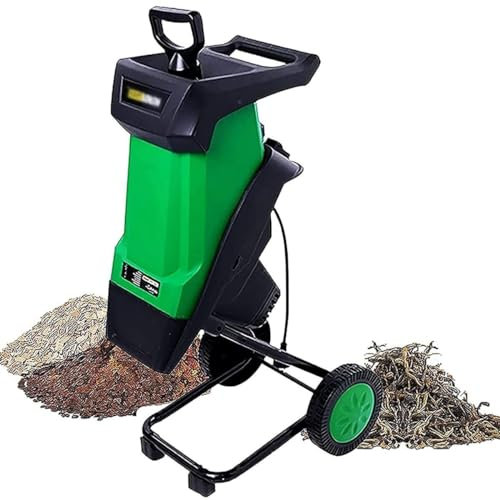 Wood Chipper Electric Garden Shredder, 2400W Leaf Mulcher, Max.40mm Cutting Capacity for lawn and Garden, Chippers, 30M Power line - Ideal for Garden Use