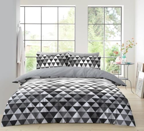 GC GAVENO CAVAILIA Triangle Duvet Cover - Single Bedding & Linen Sets With Pillowcase - Breathable Geometric Quilt Covers (135x200 Cm) - Microfiber Duvet Set