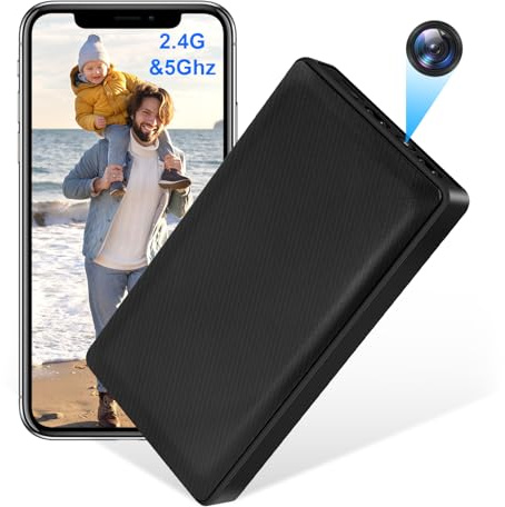 Nisanmoon Camara Oculta WiFi 2.4/5G HD 1080P Mini Camara Espia Oculta 2 EN 1 Wi-Fi Camara Espia,10000mAh Powerbank WiFi Camara Oculta con Vision Nocturna y Deteccion de Movimiento para Vision Remota