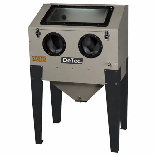 DeTec Sandstrahlkabine 220 l – Sandstrahler für Werkstatt & Garage, 4–8 bar, 230 V, mit Beleuchtung, Handschuhen & Düsen-Set, Strahlkabine Bausatz