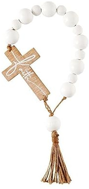 Wooden Bead Christian Cross Door Hanger At works 14.5 2 Pack NI-12675 Christian Amulet Medal Pendant Religious Protector Jewelry For Men Women Catholic Charm Dangle