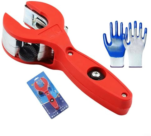 BlissfulAbode Ratschen-Rohrschneider, 8–29 mm, für Edelstahl, Kupfer, Aluminium, Schneidwerkzeug, handbetrieben, Einhandbedienung (rot)