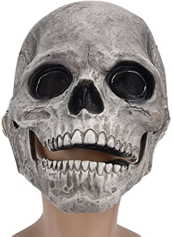 Gonetre Masque tête de mort complète pour cosplay, fête, menton mobile pour Halloween, Noël, Pâques, Nouvel An, festival, 30 x 20 x 20 cm