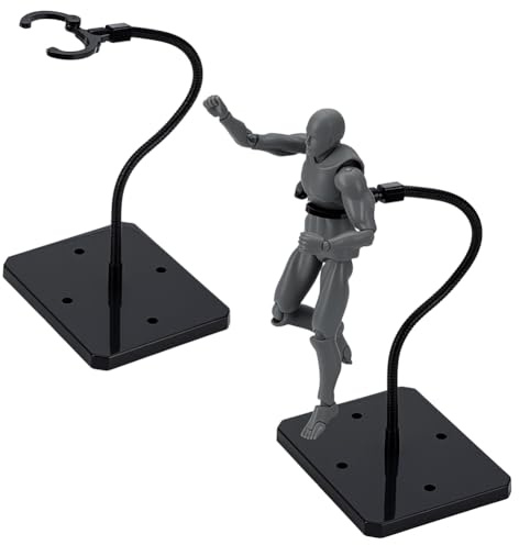 FINGERINSPIRE 2 Set di Supporti per Figure d'Azione con Ossa di Serpente Regolabili 93x73x222mm Supporti da Esposizione per Minifigure in Plastica Nera con Base Rettangolare per Modelli di HG RG SHF