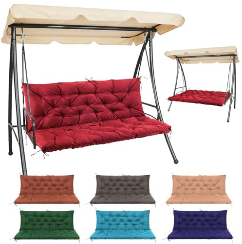 Matalde Coussin pour balancelle de jardin, coussin d'assise avec dossier et sangles de fixation, 150 x 100 cm, 10 cm d'épaisseur, pour balancelle hollywoodienne, banc, banc de jardin