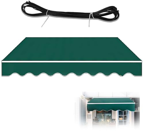 Generico Tessuto di Ricambio per Tende da Sole Verde per Patio, Copertura avvolgibile in Tela con Volant, Antipioggia, antistrappo, per Giardino, Balcone, Negozio(17x17ft)