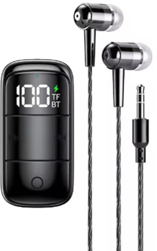 Paaruter Receptor Bluetooth 5.3 con Auriculares, Cancelación de Ruido ANC+ENC, Adaptador de Audio Inalámbrico AUX de 3,5 mm con Micrófono.