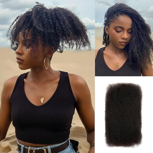 FASHION IDOL Afro Kinkys Bulk Cheveux humains en vrac pour extensions dreadlock 25,4 cm 1 paquet 50 grammes noir naturel Loc Repair Afro Kinky Cheveux humains à tresser pour Locs 51g (NOIR NATUREL