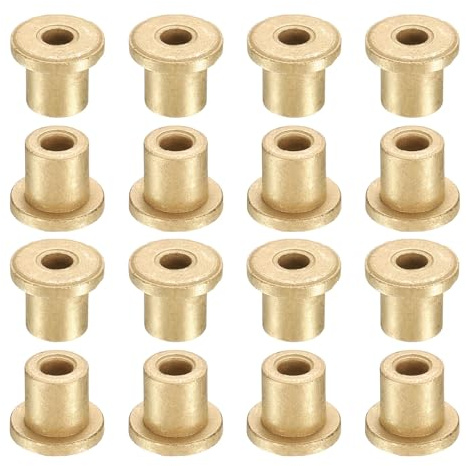 sourcing map 16Pcs Flange Sleeve Bearings, 4mm Bore x 8mm OD x 10mm Length, Self-Lubricating Sintered Bronze Bushings